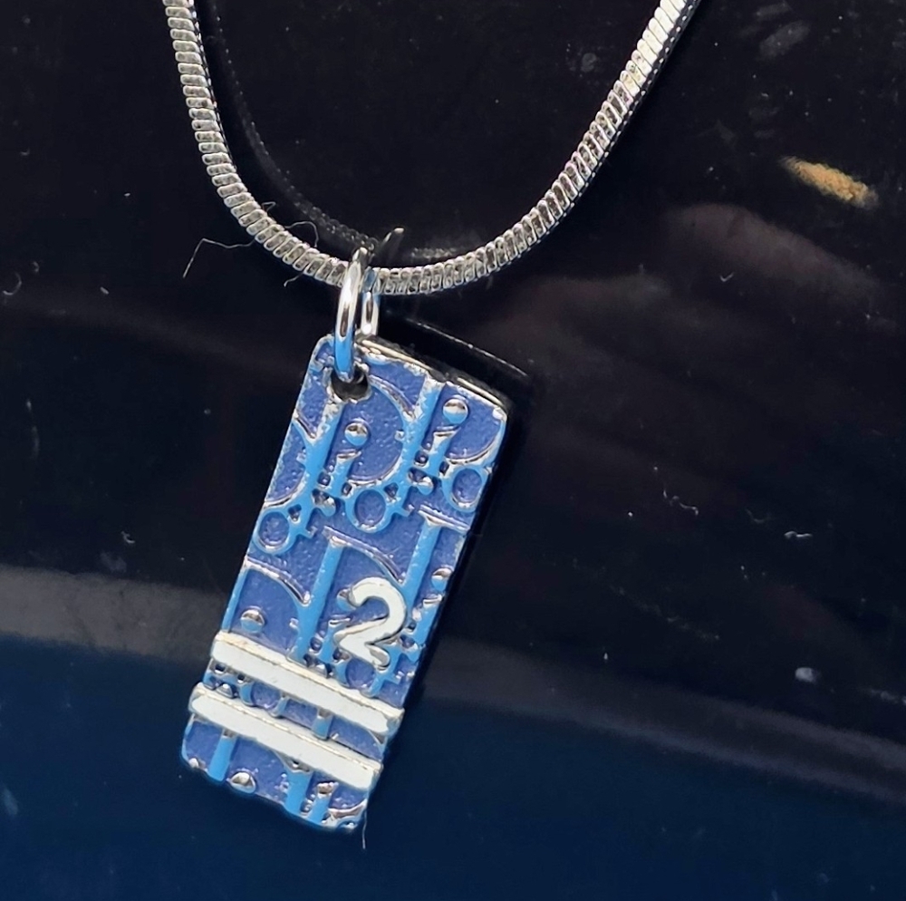 Christian Dior Trotter Pendant And Silver Chain 18 To 22 Inches